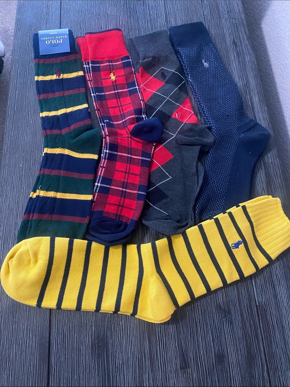 Lot of 6 Pairs of Mens Polo Ralph Lauren Crew Socks Size 10-13 MIX COLORS